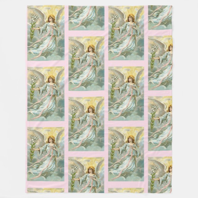Angel In Blue Fleece Blanket (Front)