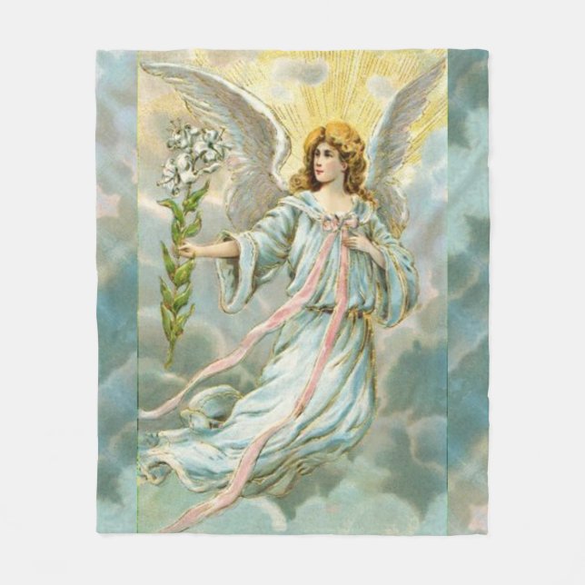 Angel In Blue Fleece Blanket (Front)