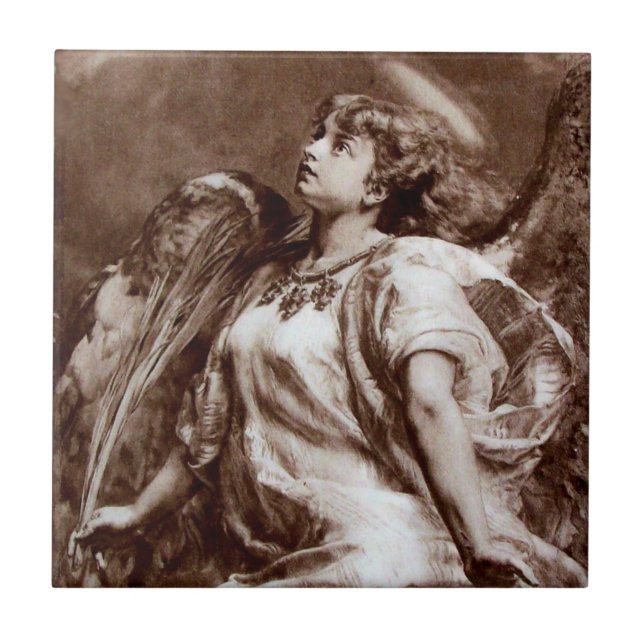 ANGEL IN  BROWN SEPIA AND WHITE TILE (Front)