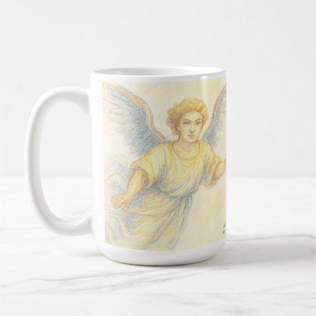 Angel in flight with a smile coffee mug (Left)