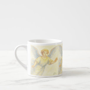 Angel in flight with a smile espresso cup