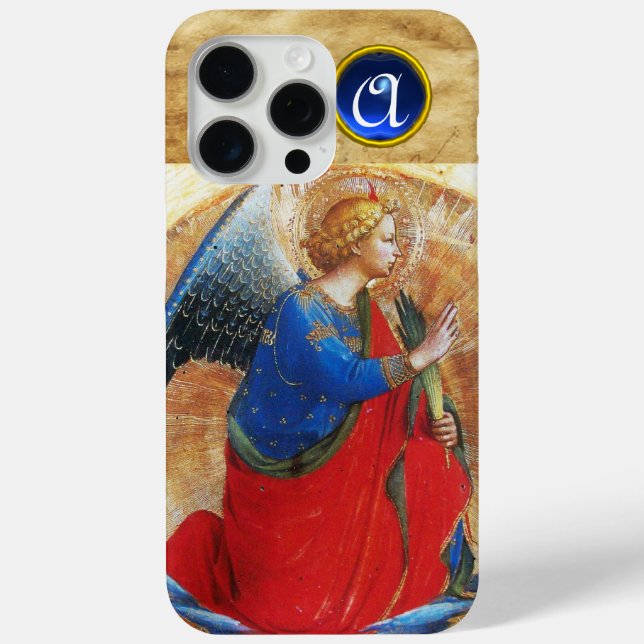 ANGEL IN GOLD RED AND BLUE GEMSTONE MONOGRAM Case-Mate iPhone CASE (Back)