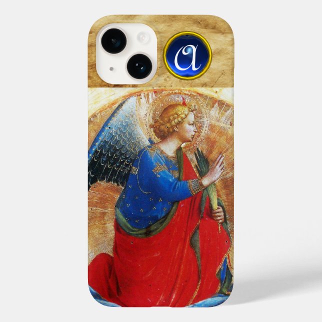 ANGEL IN GOLD RED AND BLUE GEMSTONE MONOGRAM Case-Mate iPhone CASE (Back)