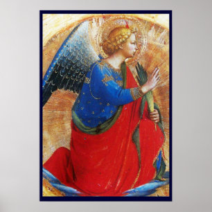 ANGEL IN GOLD RED AND BLUE POSTER