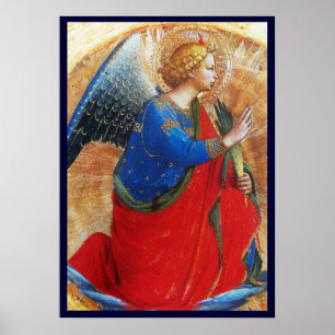 ANGEL IN GOLD RED AND BLUE POSTER