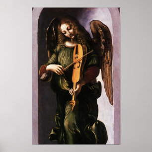 Angel in Green with a Vielle by Leonardo da Vinci Poster