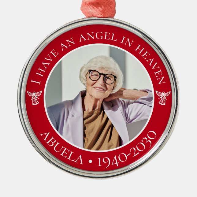 Angel in Heaven Abuela Memorial Photo Metal Ornament (Front)