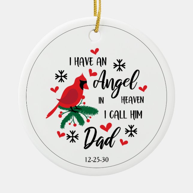 Angel in Heaven Dad Memorial Ceramic Ornament (Front)