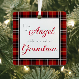 Angel in Heaven Grandma Memorial Photo Metal Ornament