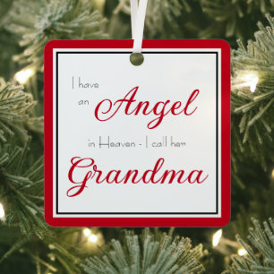 Angel in Heaven Grandma Memorial Photo Metal Ornament