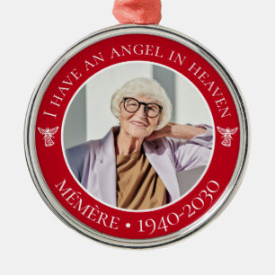 Angel in Heaven Mémère Memorial Photo Metal Ornament