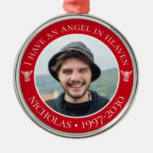Angel in Heaven Memorial Photo Metal Ornament
