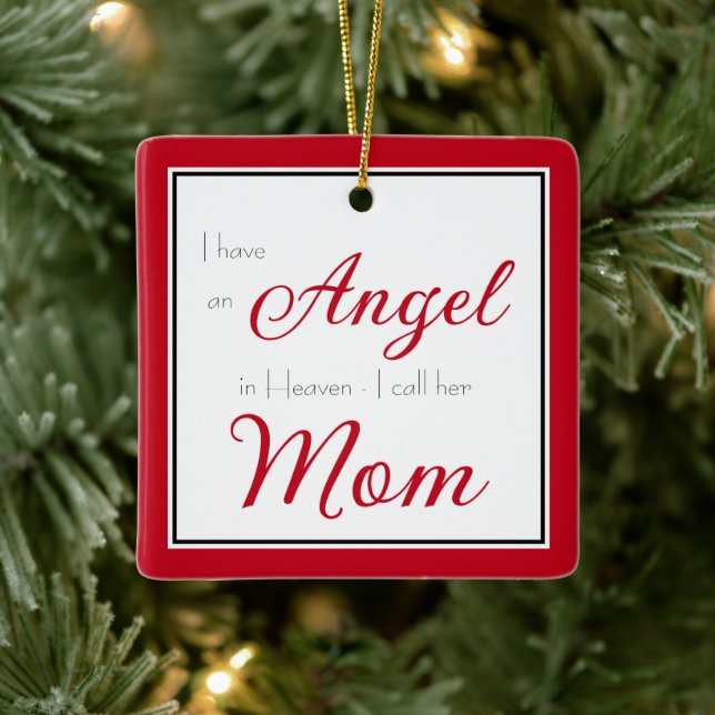 Angel in Heaven Mom Memorial Photo Ceramic Ornament (Tree)