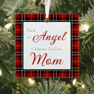 Angel in Heaven Mom Memorial Photo Metal Ornament