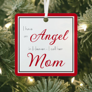 Angel in Heaven Mom Memorial Photo Metal Ornament