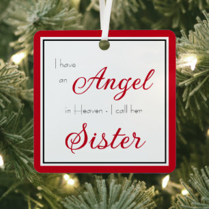 Angel in Heaven Sister Memorial Photo Metal Ornament