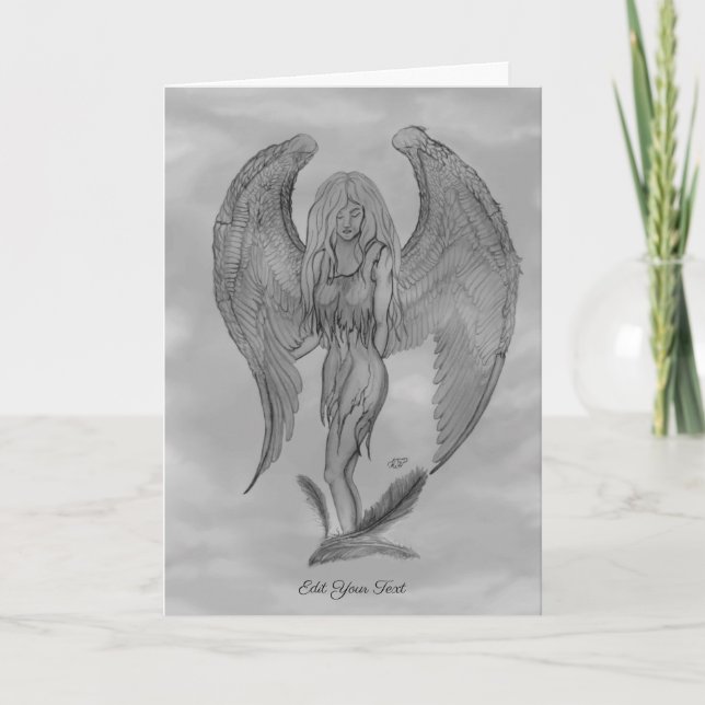 Angel in Tattoo Style Card (Front)