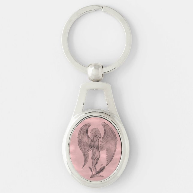 Angel in Tattoo Style Keychain (Front)