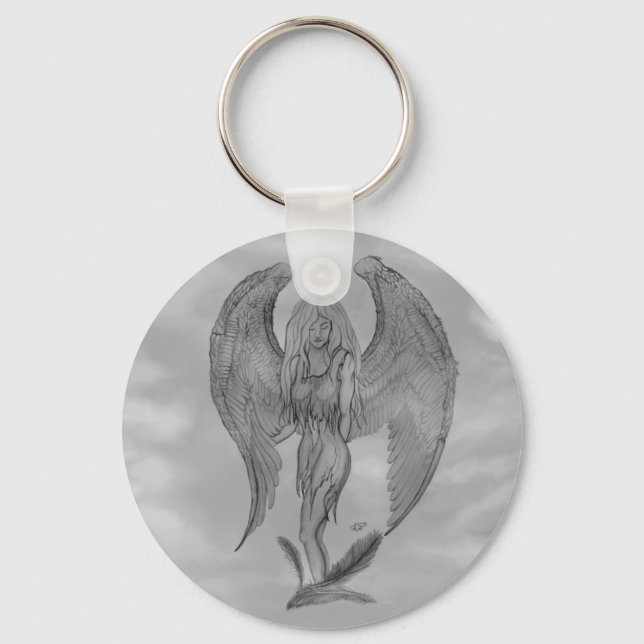 Angel in Tattoo Style Keychain (Front)