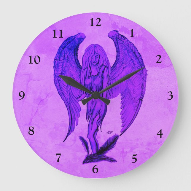 Angel in Tattoo Style Large Clock (Front)