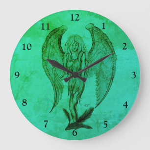 Angel in Tattoo Style Large Clock
