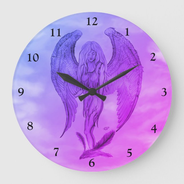 Angel in Tattoo Style Large Clock (Front)