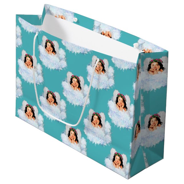Angel in the Clouds 2-Lt Teal-GIFT BAG L (Front Angled)