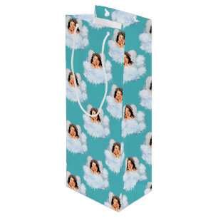 Angel in the Clouds 2-Lt Teal-WINE GIFT BAG