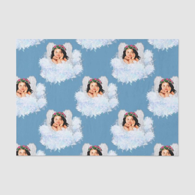 Angel in the Clouds 3-Blue-TISSUE WRAPPING PAPER (Front)