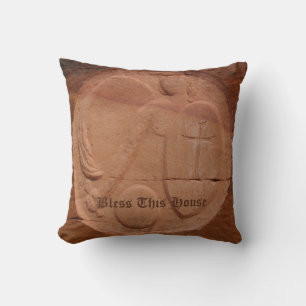 Angel in the Rocks Bless This House Throw Pillow