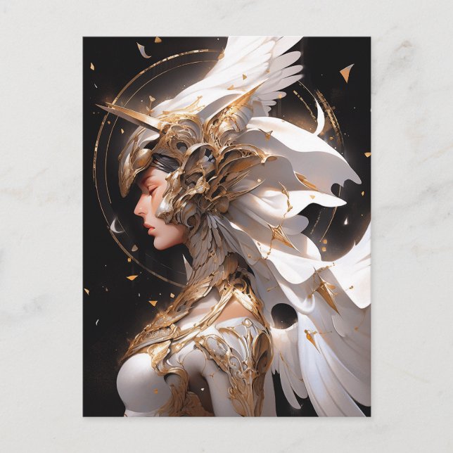 Angel In White Armour Fantasy Art Postcard (Front)