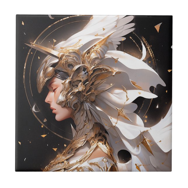 Angel In White Armour Fantasy Art Tile (Front)