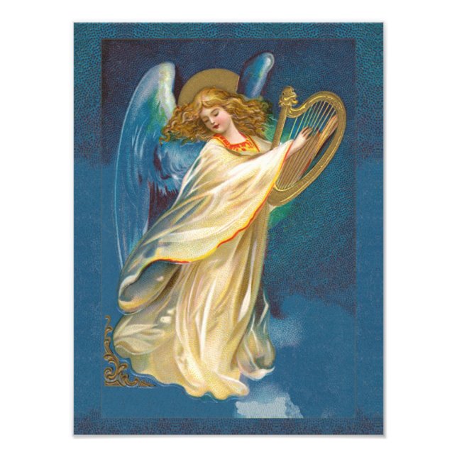 Angel Jouant De La Musique Sur Une Photo De Harpe  (Devant)