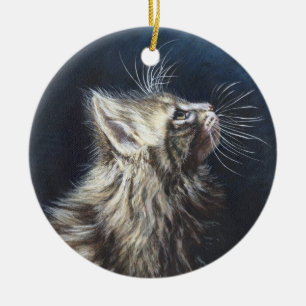 Angel Light Maine Coone cat painting art Ceramic Ornament