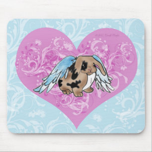 Angel Lop Bunny Mousepad w/Heart Swirls