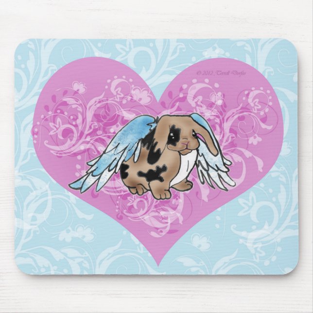 Angel Lop Bunny Mousepad w/Heart Swirls (Front)
