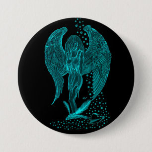 Angel lost in Love , black and green Design 3 Inch Round Button