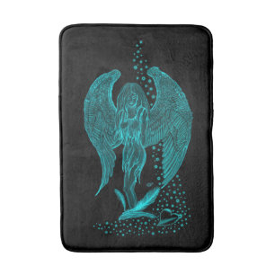 Angel lost in Love , black and green Design Bath Mat