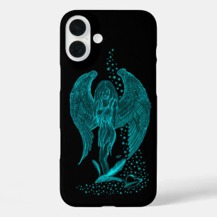 Angel lost in Love , black and green Design iPhone 16 Plus Case