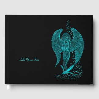 Angel lost in Love , black and green Design Guest Book