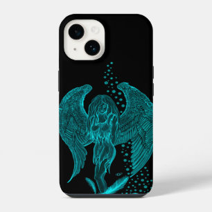 Angel lost in Love , black and green Design iPhone 14 Case