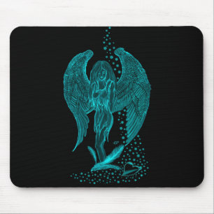 Angel lost in Love , black and green Design Mouse Pad