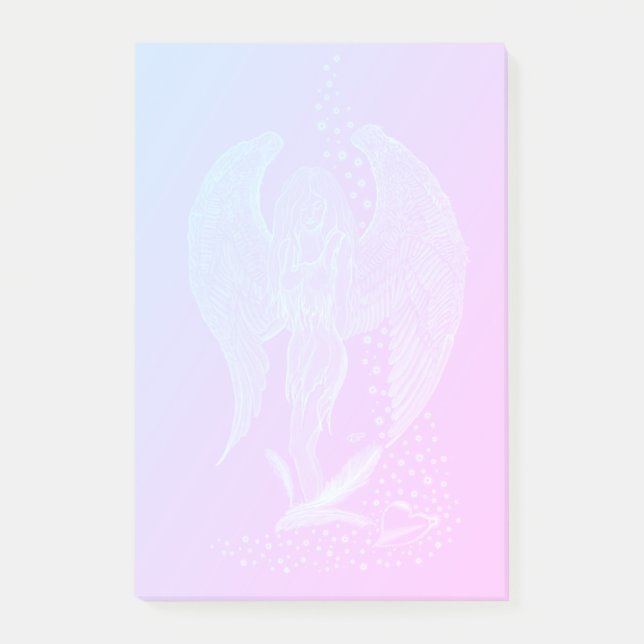 Angel lost in Love , black and green Design Post-it Notes (Front)