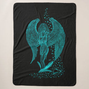 Angel lost in Love , black and green Design Sherpa Blanket