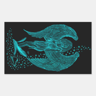 Angel lost in Love , black and green Design Sticker