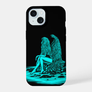 Angel , lost in thought , black and green Design iPhone 15 Case