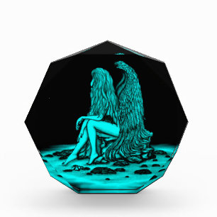 Angel , lost in thought , black and green Design Photo Block