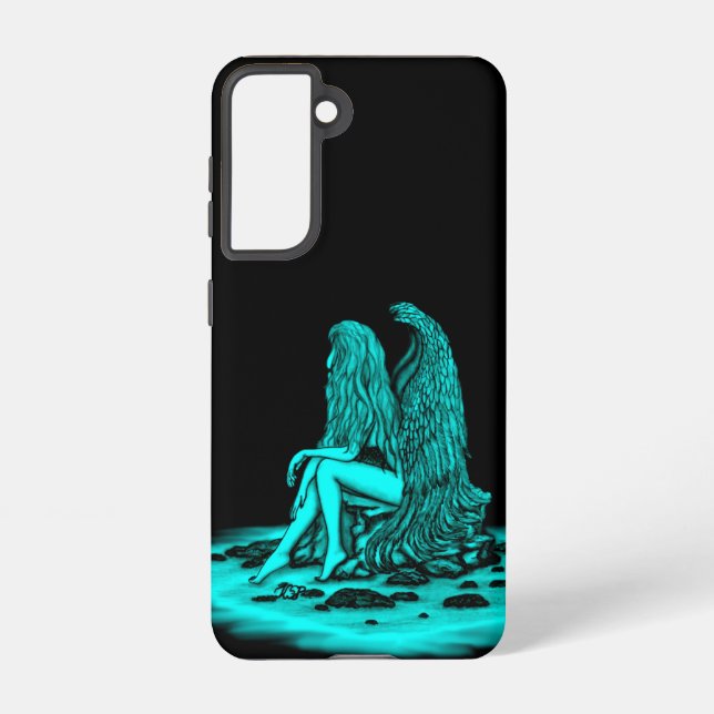 Angel , lost in thought , black and green Design Samsung Galaxy S21 Case (Back)