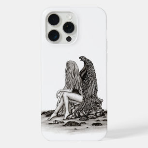 Angel , lost in thought , black and white Design iPhone 15 Pro Max Case