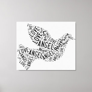 Angel Love Dove, Noir sur toile blanche